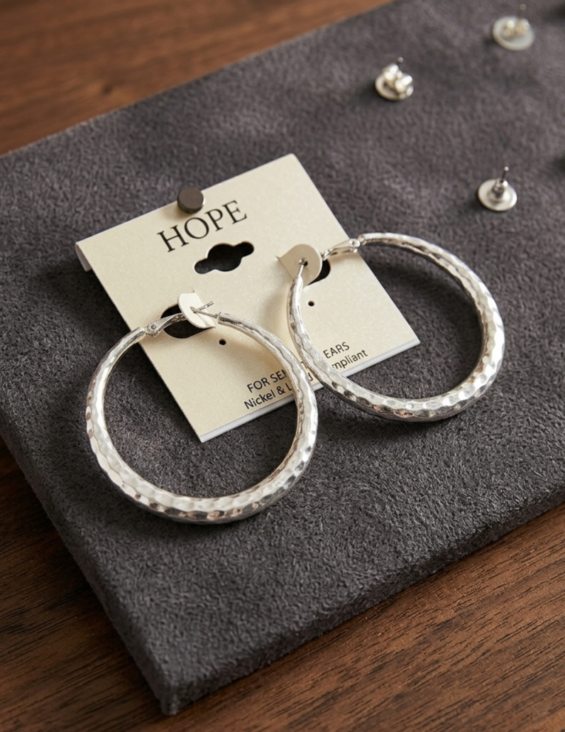 Timeless Diamond-Cut Silver Hoop Earrings