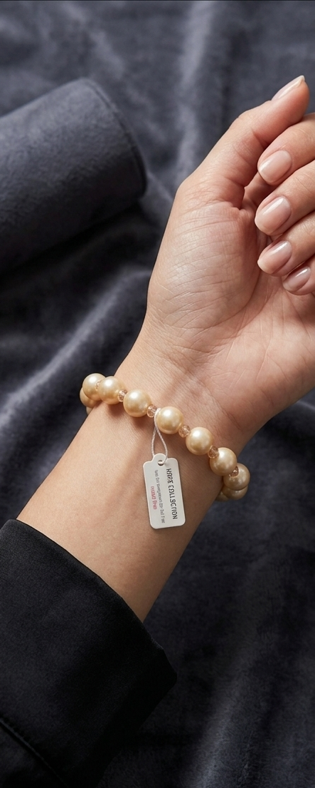 Chunky Cream Pearl Stretch Bracelet
