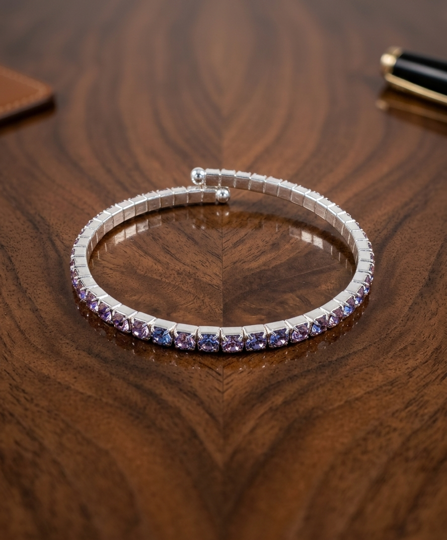Lavender Amethyst Crystal Bypass Tennis Bracelet