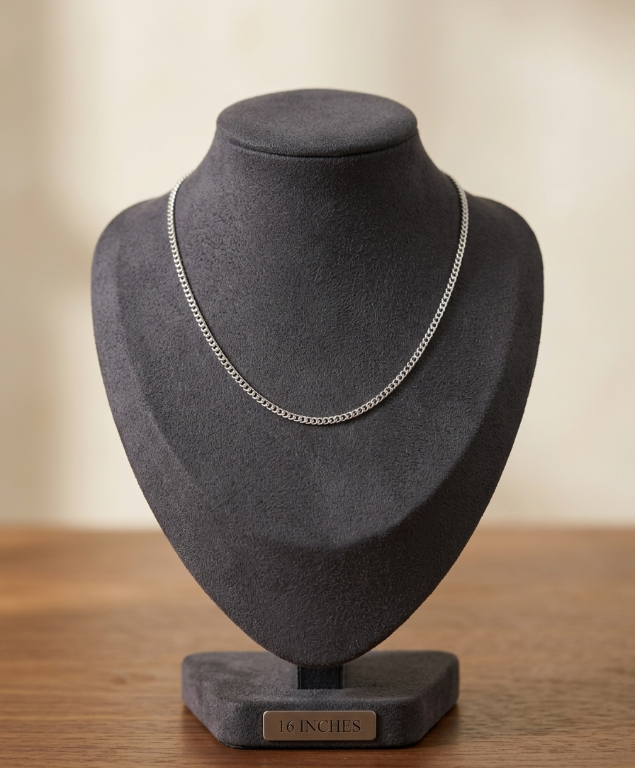 Sleek Silver Classic Curb Chain Necklace
