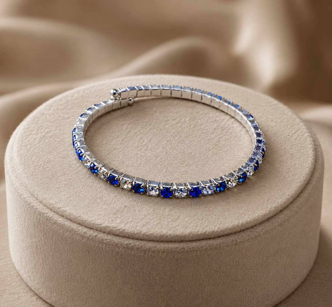 Sapphire & Diamond Clear Alternating Tennis Bracelet
