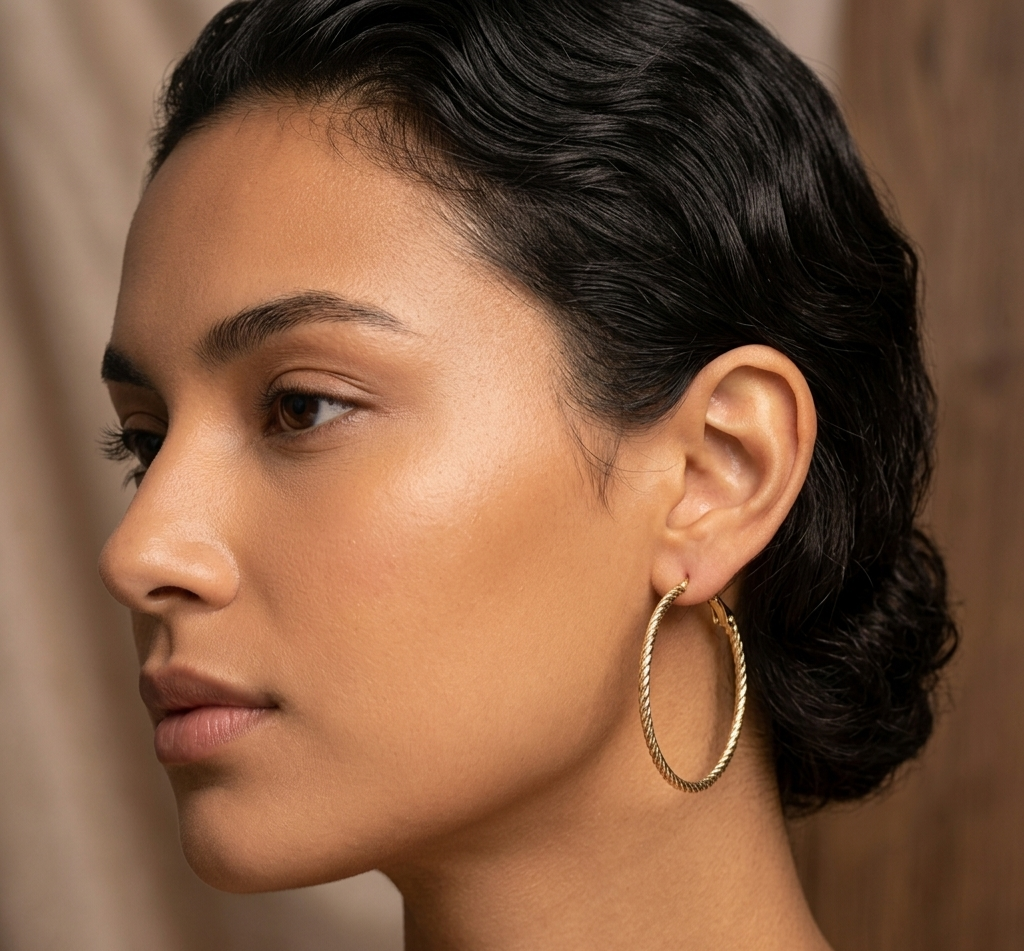 Elegant Twisted Rope Gold Hoop Earrings