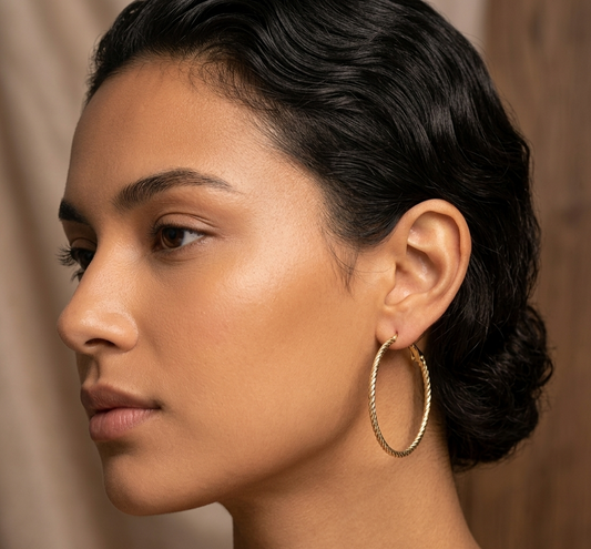 Elegant Twisted Rope Gold Hoop Earrings