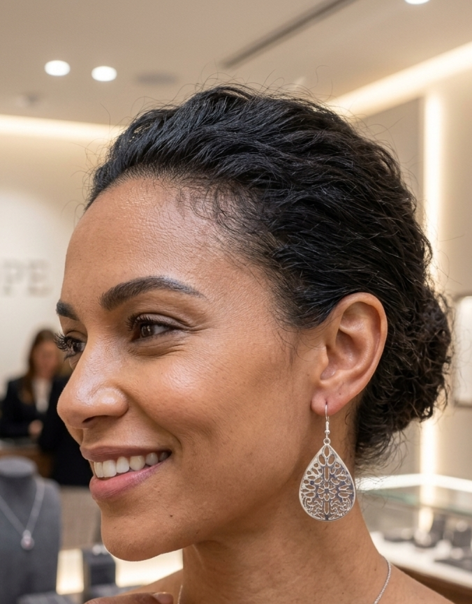 Vintage-Inspired Filigree Silver Teardrop Statement Earrings