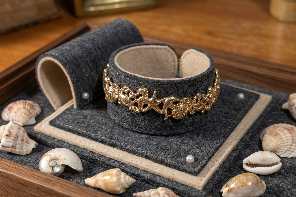 Vintage Gold-Tone Nautical Shell & Starfish Link Bracelet