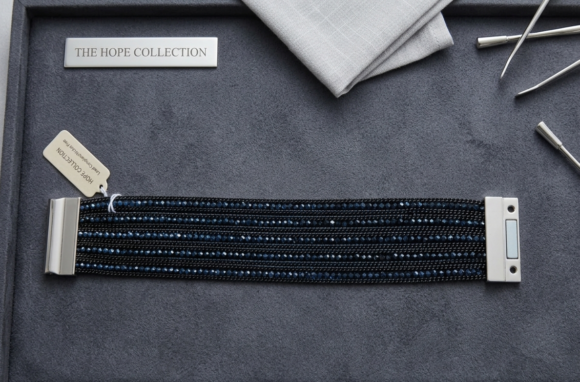 Midnight Blue Crystal Multi-Wrap Slake Statement Bracelet