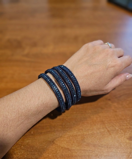 Midnight Blue Crystal Multi-Wrap Slake Statement Bracelet