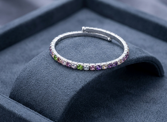 Multi-Colored Crystal Flexible Wrap Tennis Bracelet