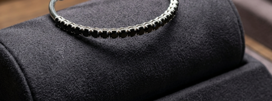 Midnight Noir Square-Cut Crystal Bypass Tennis