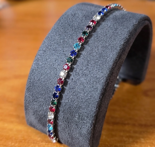 Jewel-Toned Multi-Colored Link Tennis Bracelet