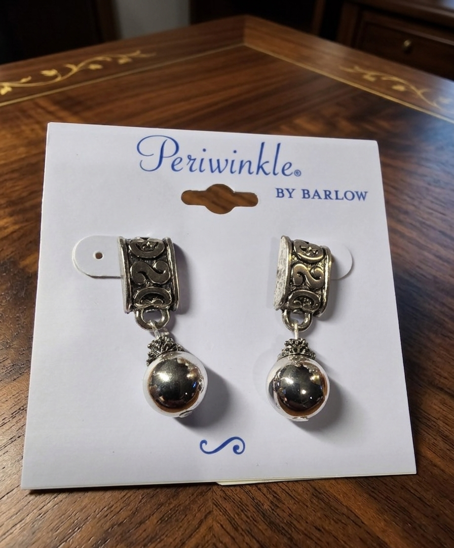 Periwinkle by Barlow Antiqued Silvertone Dangle Earrings