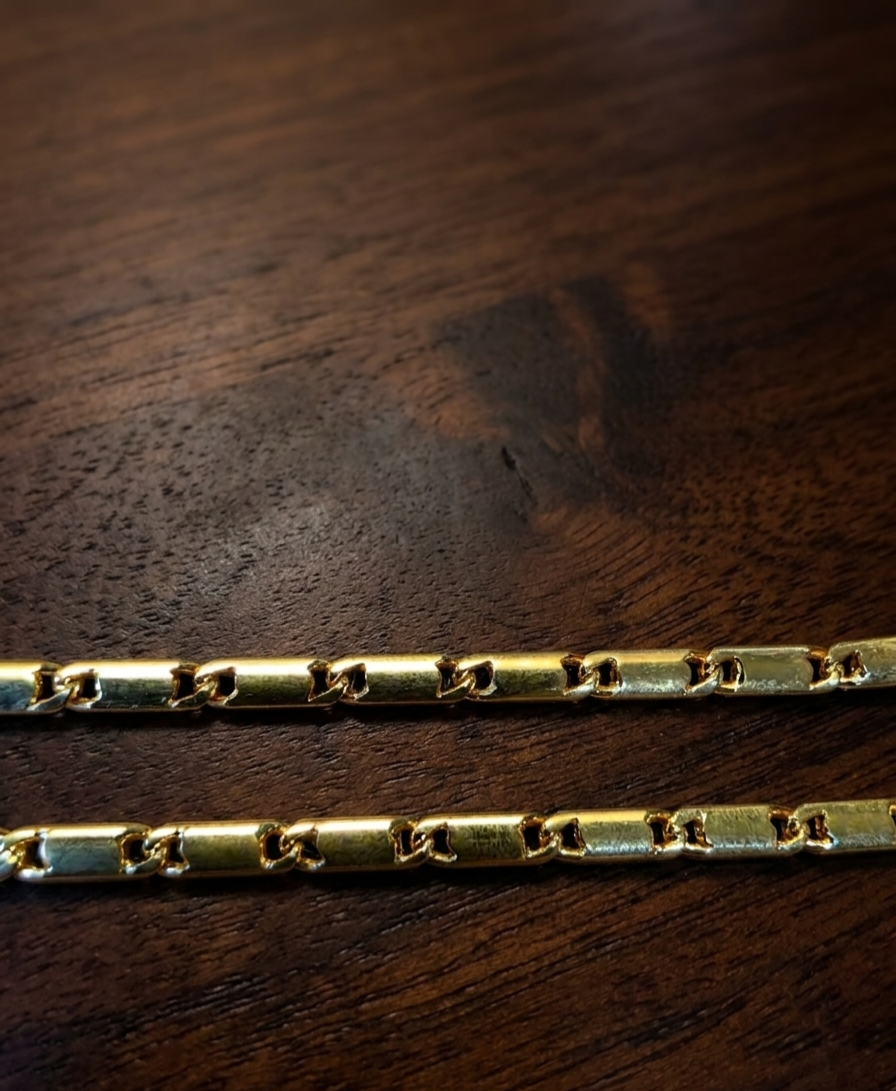 30 Inch Elegant Gold Bar & Link Chain Necklace – Modern Long Statement Chain