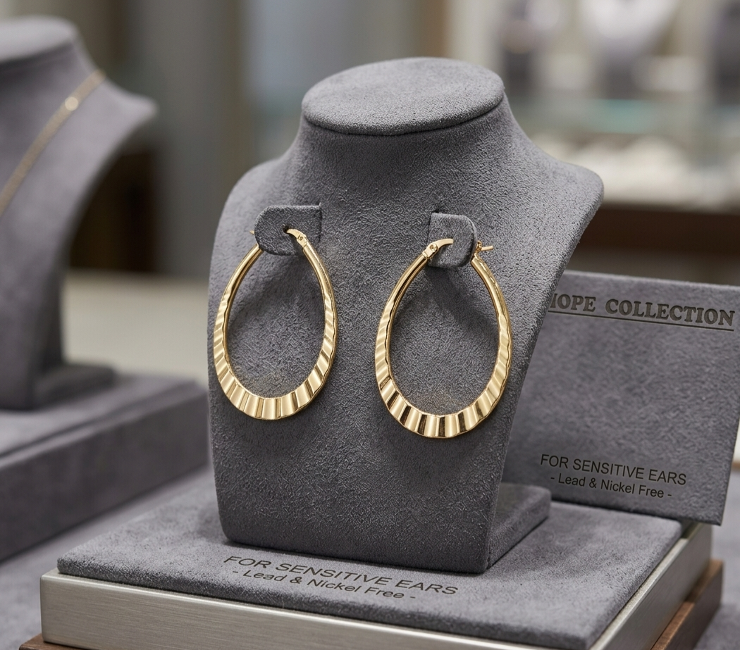 Elegant Textured Gold Teardrop Hoop Earrings