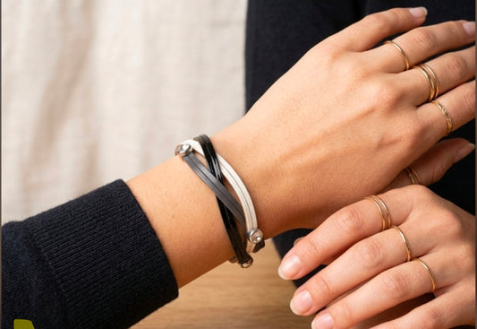 Chic Multi-Strand Intertwined Faux Leather Bracelet with Rhinestone Accents