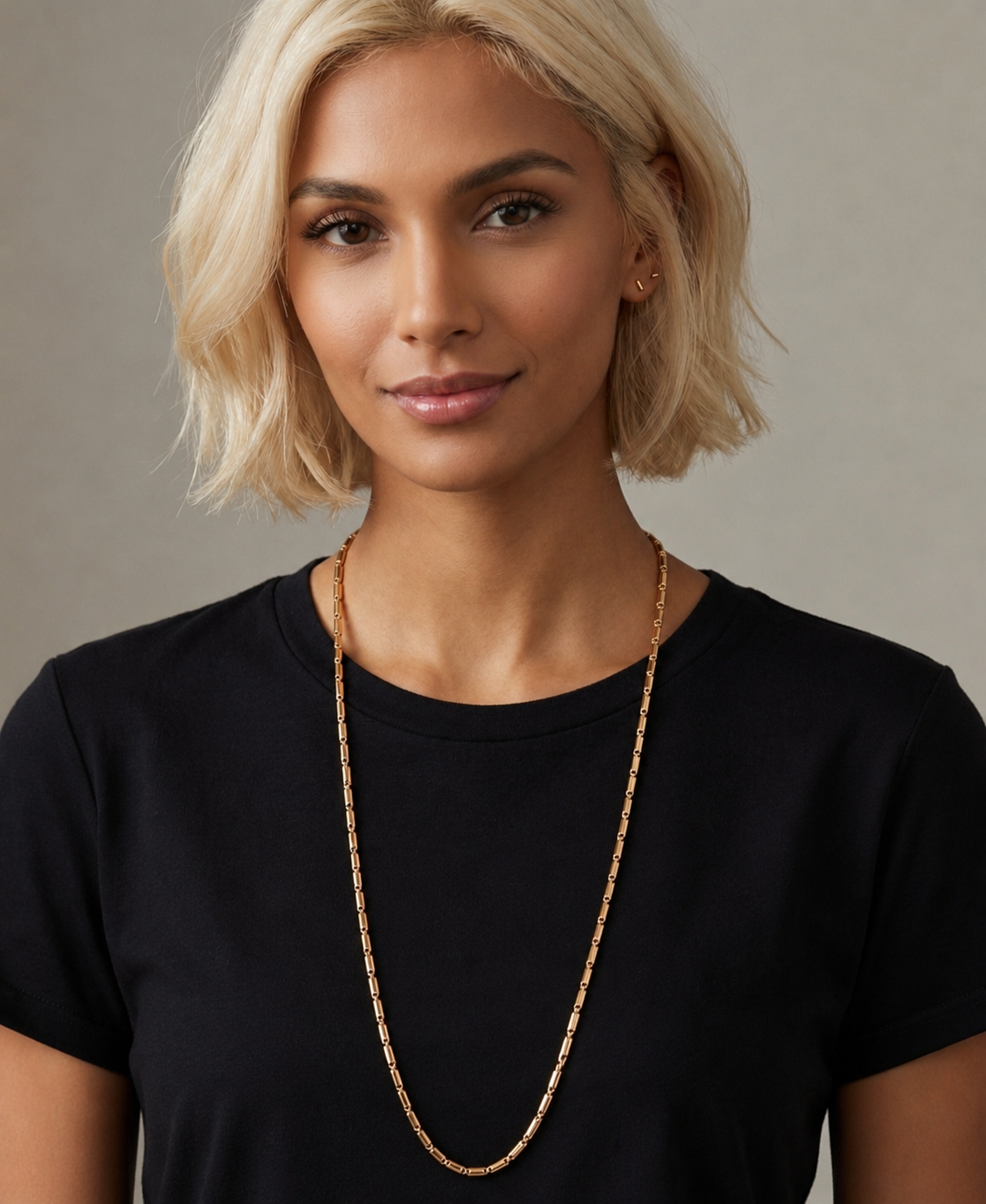 14K Gold Bar & Link Chain 30 Inch Necklace – Modern Long Statement Chain